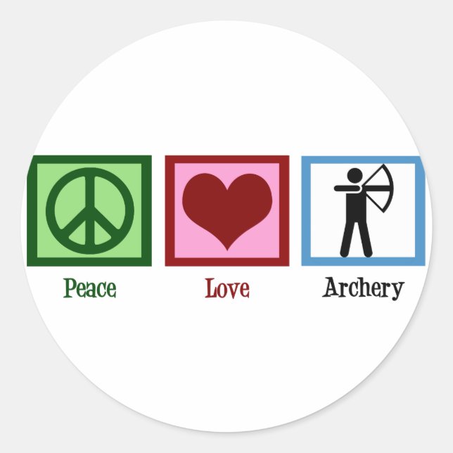 Sticker Rond Tir à l'arc Peace Love (Devant)