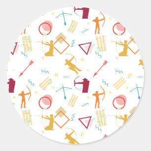 Sticker Rond Tir à l'arc pour hommes - Garçons Bow et Motif à f