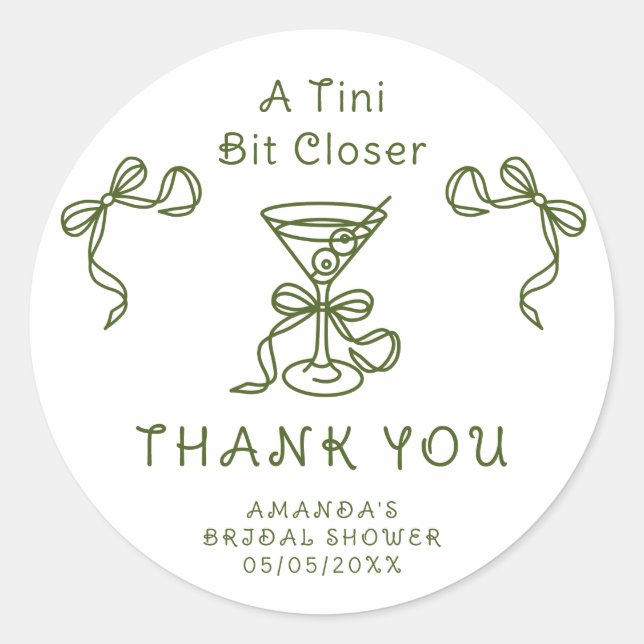 Sticker Rond Tiré Martini Merci Baby shower  (Devant)