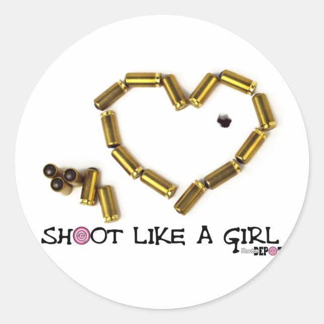 Sticker Rond Tirer Comme Une Fille (Devant)
