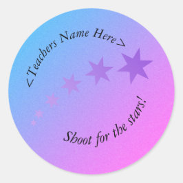 Sticker Rond Tirez pour les étoiles rose violet et bleu!