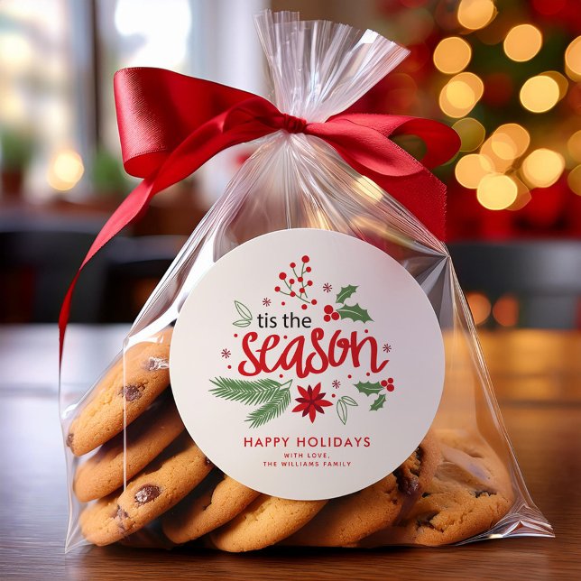 Sticker Rond "Tis The Season" Vacances sur mesure (Créateur téléchargé)