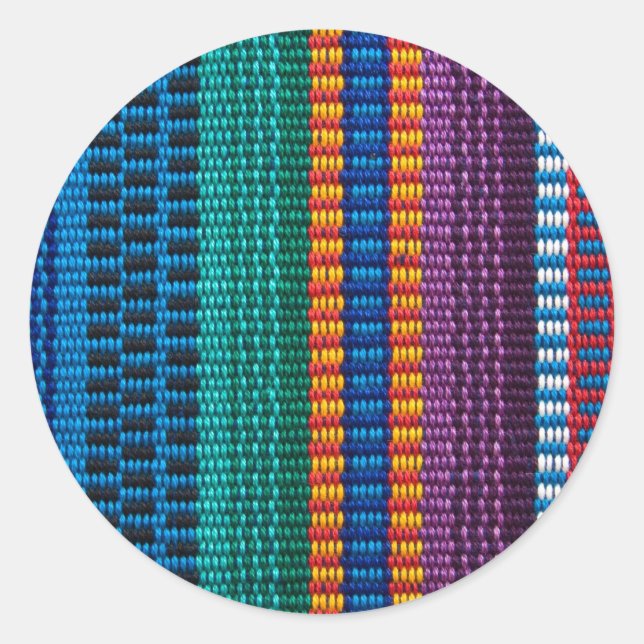 Sticker Rond Tissu guatémaltèque traditionnel (Devant)
