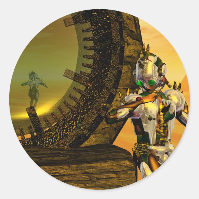 STICKER ROND TITAN DANS LE DÉSERT D'HYPERION (Devant)