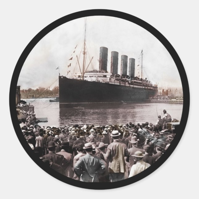 Sticker Rond Titanic quitte Southhampton (Devant)