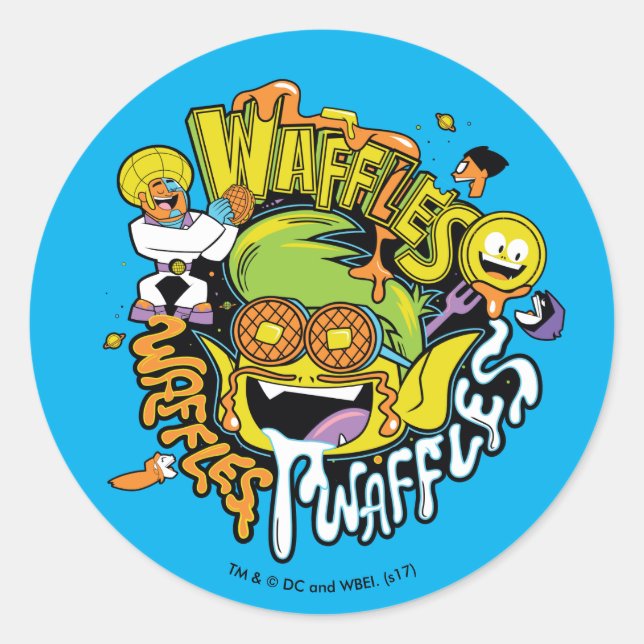 Sticker Rond Titans Ados, allez ! | Beast Boy Waffles (Devant)