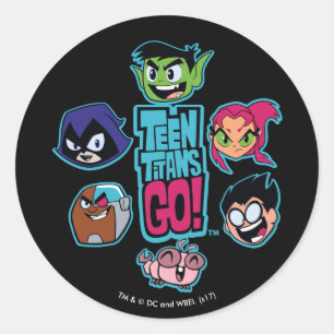 Sticker Rond Titans Ados, allez !   Titans Motif en chef
