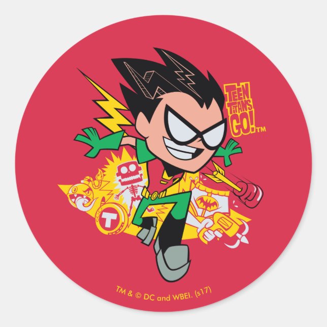 Sticker Rond Titans Ados, partez ! | Robin's Arsenal Graphic (Devant)