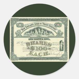 Sticker Rond Titre de capital social ancien Finance d'entrepris