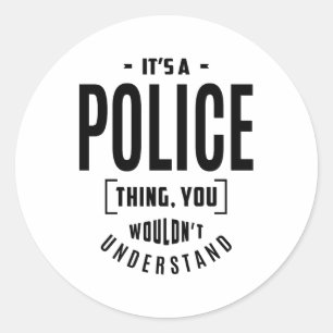 Sticker Rond Titre du travail de police cadeau
