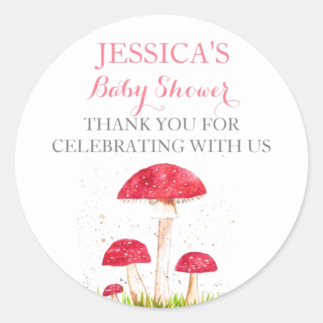 Sticker Rond Toadstool Champignon Aquarelle Baby shower mou (Devant)