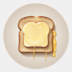Sticker Rond Toast au Beurre Fondu