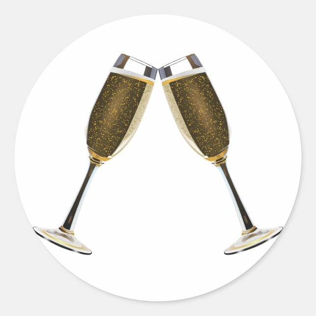 Sticker Rond Toast au Champagne (Devant)