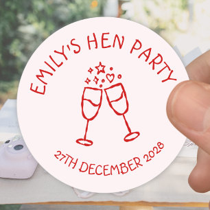 Sticker Rond Toast de Bachelorette de la fête de la Poule Rouge