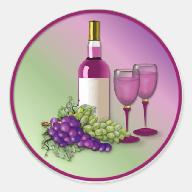 Sticker Rond Toast de vin et de raisins (Devant)