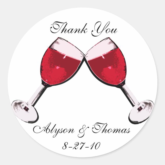 Sticker Rond Toast de vin rouge (Devant)