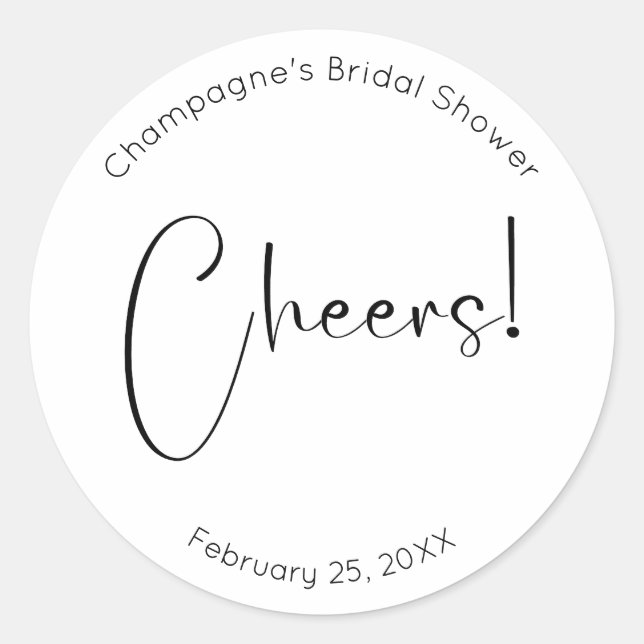 Sticker Rond Toasts de Fête de Mariage en Écriture Moderne (Devant)
