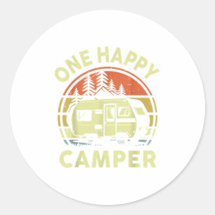 Sticker Rond Toddler One Happy Camper Maman Papa Drôle Camping 