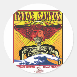 STICKER ROND TODOS SANTOS BAJA MEXICO SURF