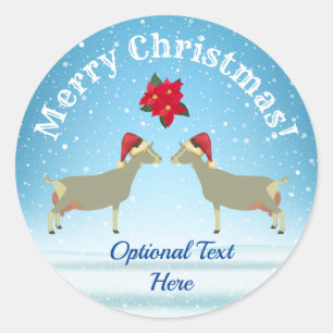 Sticker Rond Toggenburg Dairy Chèvre Noël dans la neige