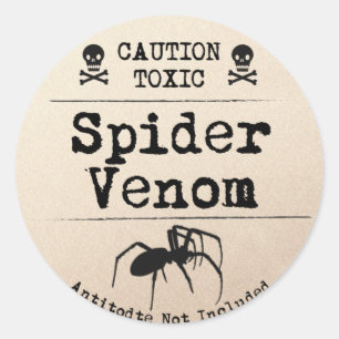 Sticker Rond Toile d'araignée empoisonnée Halloween Crâne et Os