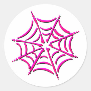 Sticker Rond Toile d'araignée rose mignonne