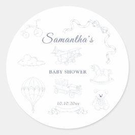 Sticker Rond Toile de Jouy Nursery Baby Shower
