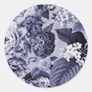 Sticker Rond Toile florale mauve bleu mauve n° 1