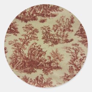 Sticker Rond Toile française en rose