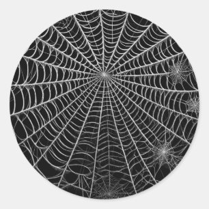 Sticker Rond Toiles d'araignée noires et blanches Toile d'araig