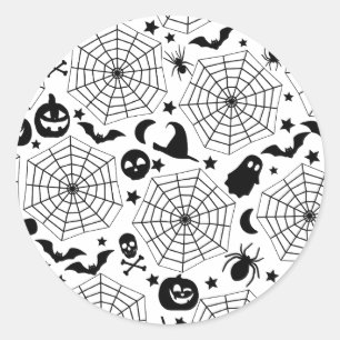 Sticker Rond Toiles Éffrayantes d'Halloween