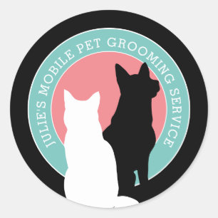 Sticker Rond Toiletteur mobile pour chats et chiens