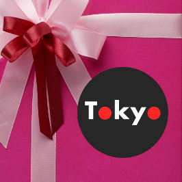 Sticker Rond Tokyo moderne Japon - Chiffres rouges couleur fonc