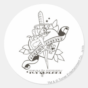 Sticker Rond Tom et Jerry Ennemis pour toujours 1