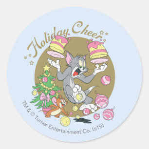 Sticker Rond Tom et Jerry Holiday Cheer