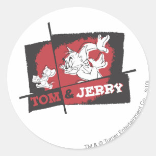 Sticker Rond Tom et Jerry Red et Black