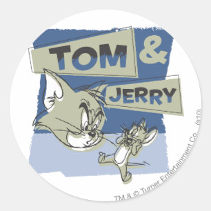 Sticker Rond Tom et Jerry Scarridey Mouse