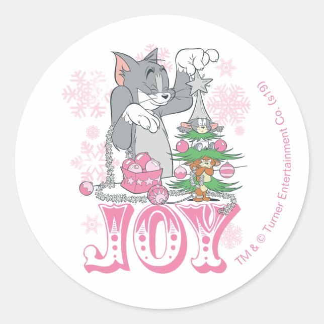 Sticker Rond Tom, Jerry et Nibbles décorent la joie (Devant)