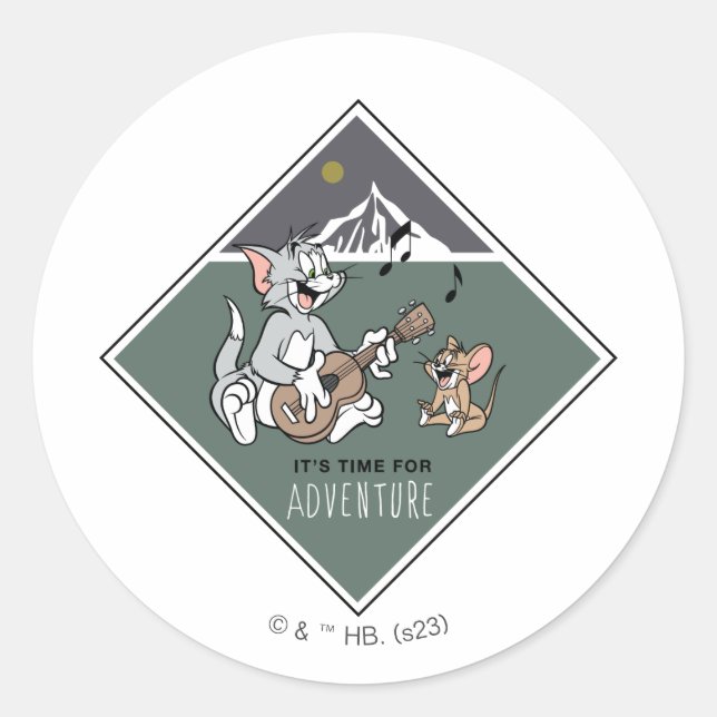 Sticker Rond Tom & Jerry "Il est temps pour l'aventure" (Devant)