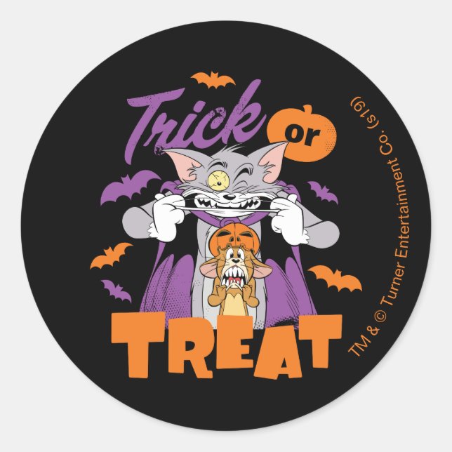 Sticker Rond Tom & Jerry | Tricoter ou traiter (Devant)