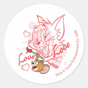Sticker Rond Tom & Jerry Valentine Painting