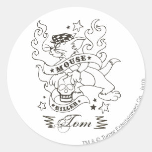 Sticker Rond Tom Souris Tueur Tatouage 1