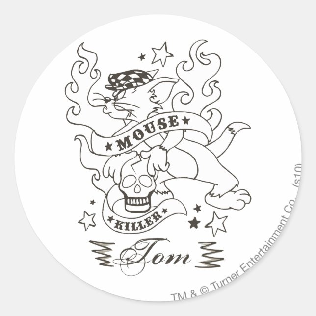 Sticker Rond Tom Souris Tueur Tatouage 1 (Devant)