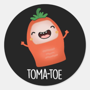 Sticker Rond Tomate amusante Tomate Pun Dark BG