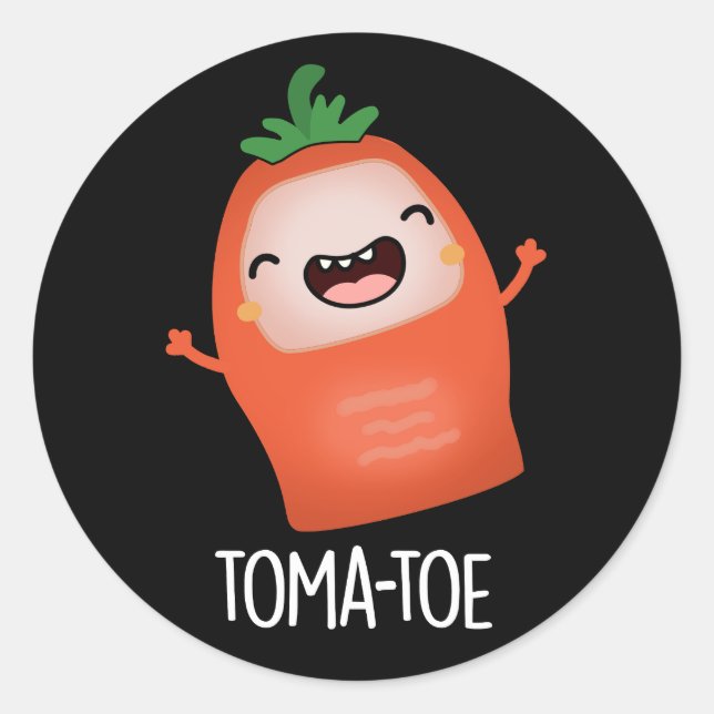 Sticker Rond Tomate amusante Tomate Pun Dark BG (Devant)