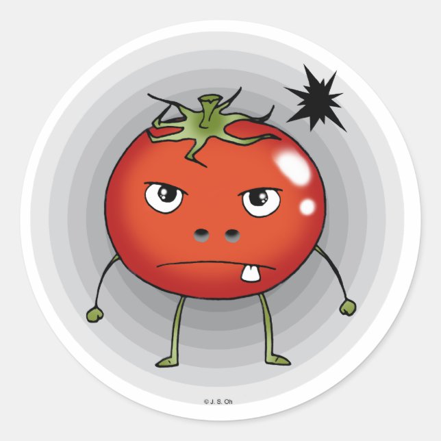 Sticker Rond Tomate en colère (Devant)