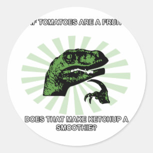 Sticker Rond Tomates et ketchup de Philosoraptor