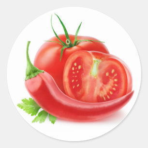 Sticker Rond Tomates et poivre