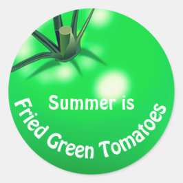 Sticker Rond Tomates poêlées tomates vertes mignonnes été
