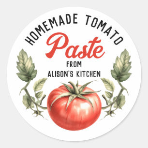 Sticker Rond Tomato Paste personnalisé style vintage censure